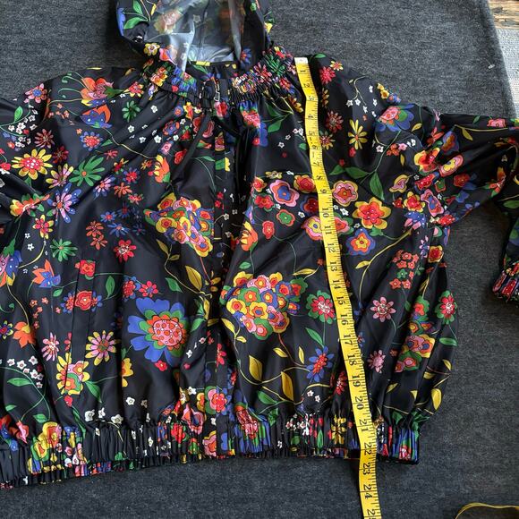 TIBI FLORAL PRINT ANORAK JACKET WITH DETACHABLE HOOD WATER REPELLENT WOMEN SZ L - Picture 11 of 15